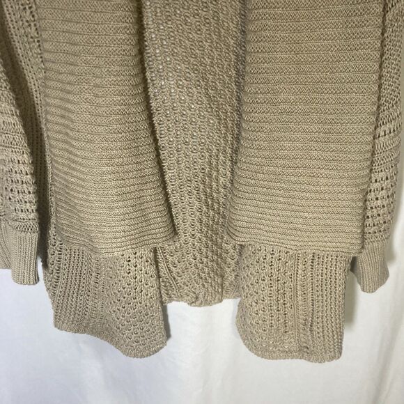 MICHAEL MICHAEL KORS brown wide collar 3/4 sleeve open front cardigan sweater M - Picture 4 of 12
